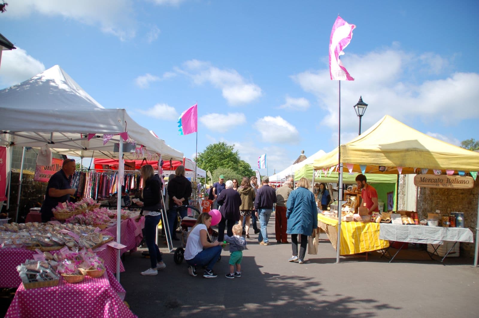 Crowds enjoying the food stalls at Shaftesbury Food Festival